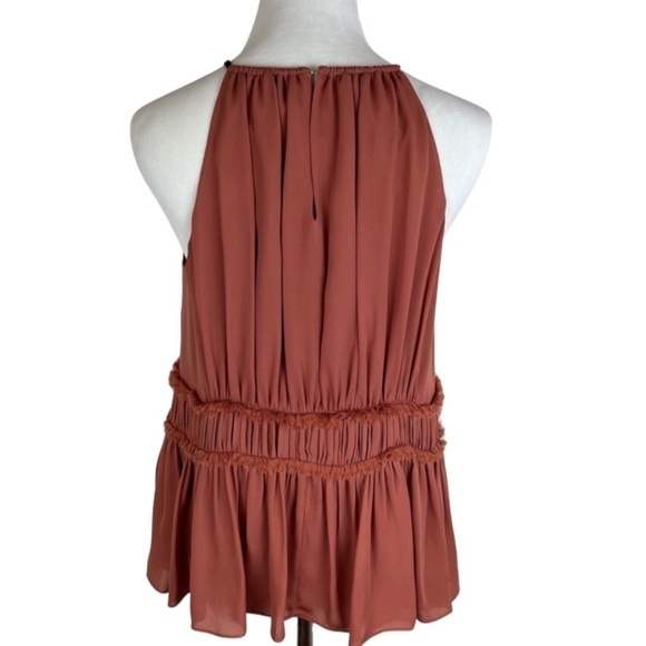 Cinq A Sept Lotus Peplum Silk Halter Top - Picture 6 of 12